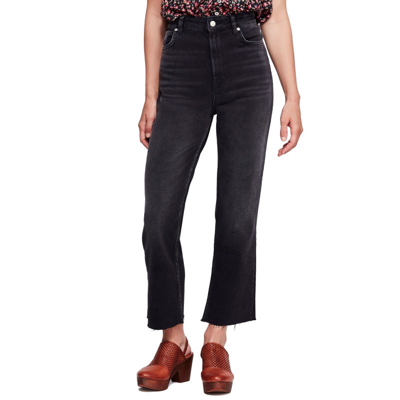 Free People High Rise Raw Hem Capri Jeans